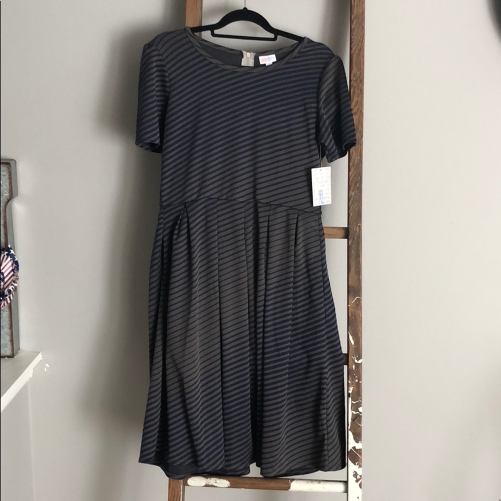 XL Amelia Dark Blue and Grey Stripe
